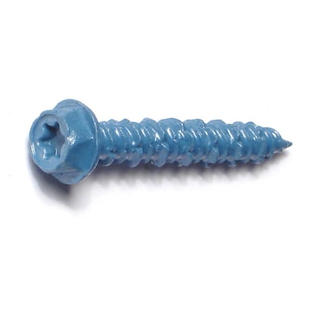 Torquemaster Masonry Screw, 3/16" Dia., Hex, 1 1/4 in L, Steel Blue Ruspert, 100 PK 54259